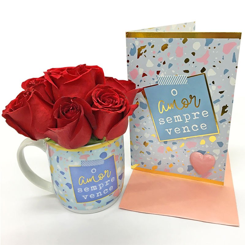 Caneca Rosas Vermelhas O Amor Sempre Vence Floricultura Taquari Flores