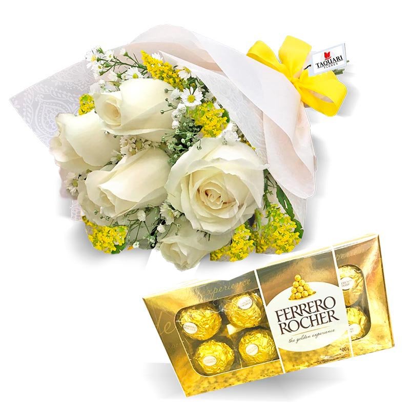 Buqu De Rosas Brancas Rosas Ferrero Floricultura Taquari Flores