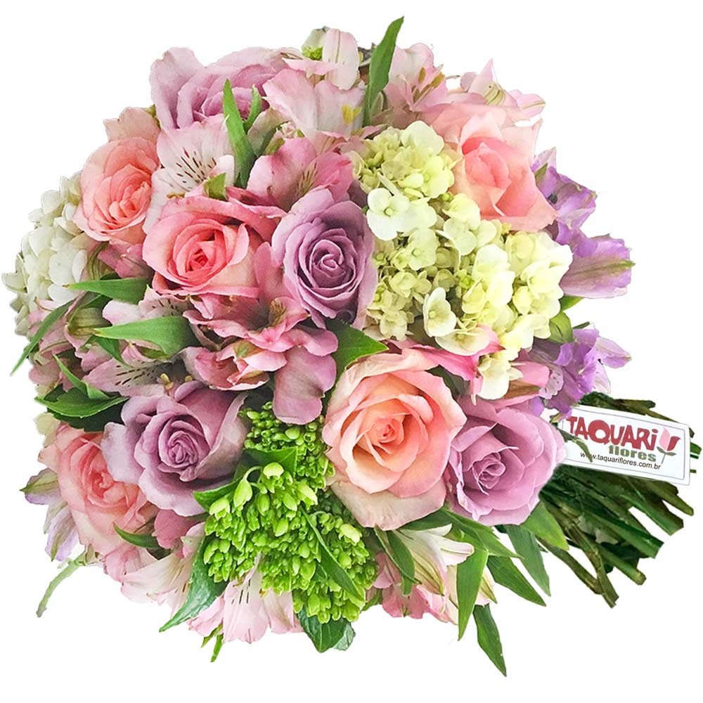 Buquê de Rosas Lilás e Cor de Rosa Floratta - Floricultura Taquari Flores