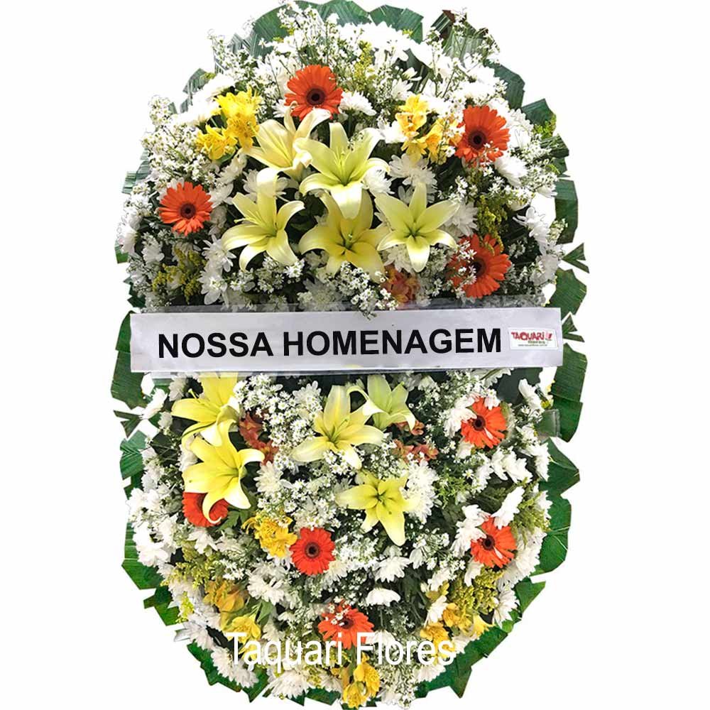 Coroa de Flores Amarela e Laranja