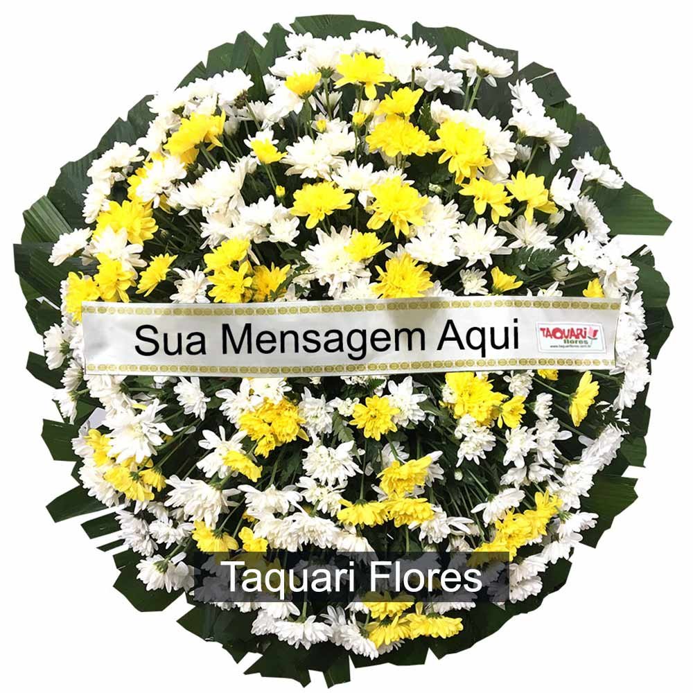 Coroa de Flores Branca e amarela simples
