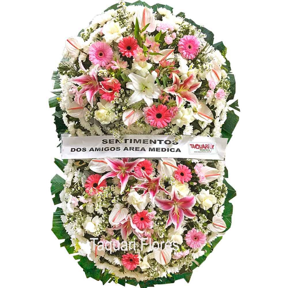 Coroa de Flores Grande Cor de Rosa