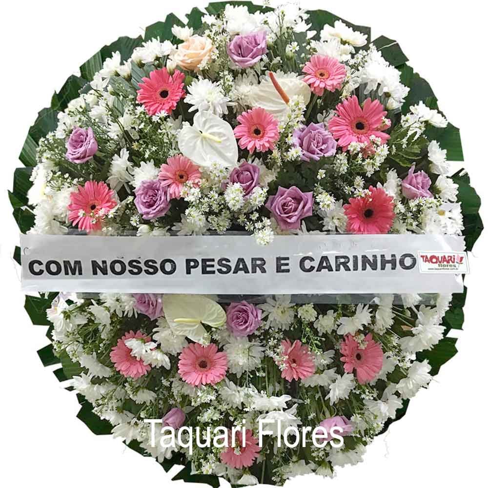 Coroa de Flores Rosa e Lilás