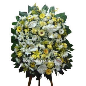 Coroa de Flores Luxo Amarela e branca