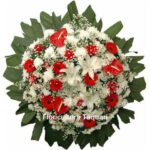 Coroa de Flores Vermelha e Branca Pequena