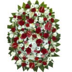 Coroa de Flores Branca e Vermelha Luxo