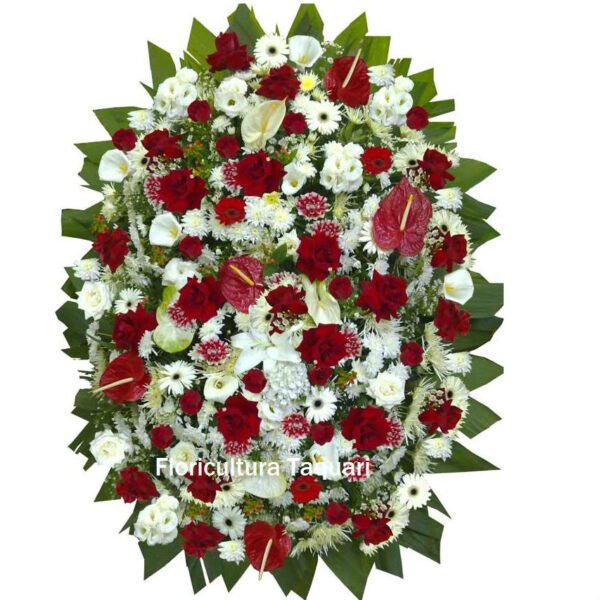 Coroa de Flores Branca e Vermelha Luxo