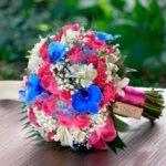 Buque de Casamento Rosas Pink e Hortênsias Azuis