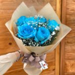 Buque Seis Rosas Azuis Papel Craft