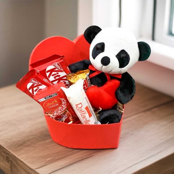 Amor de Panda Caixa Coracao e Chocolates